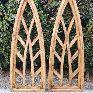 Arch Wood Frame Distress Brown Shabby Chic Perugia Set of 2, 37" H
